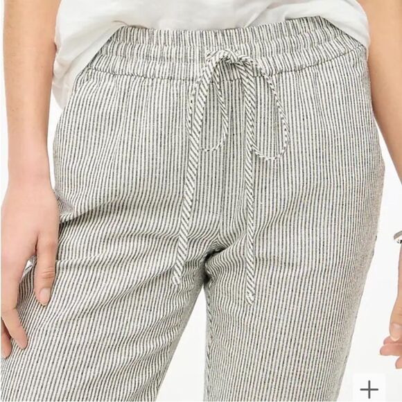 J Crew Striped linen-cotton blend drawstring pant Size P2 - Picture 6 of 15